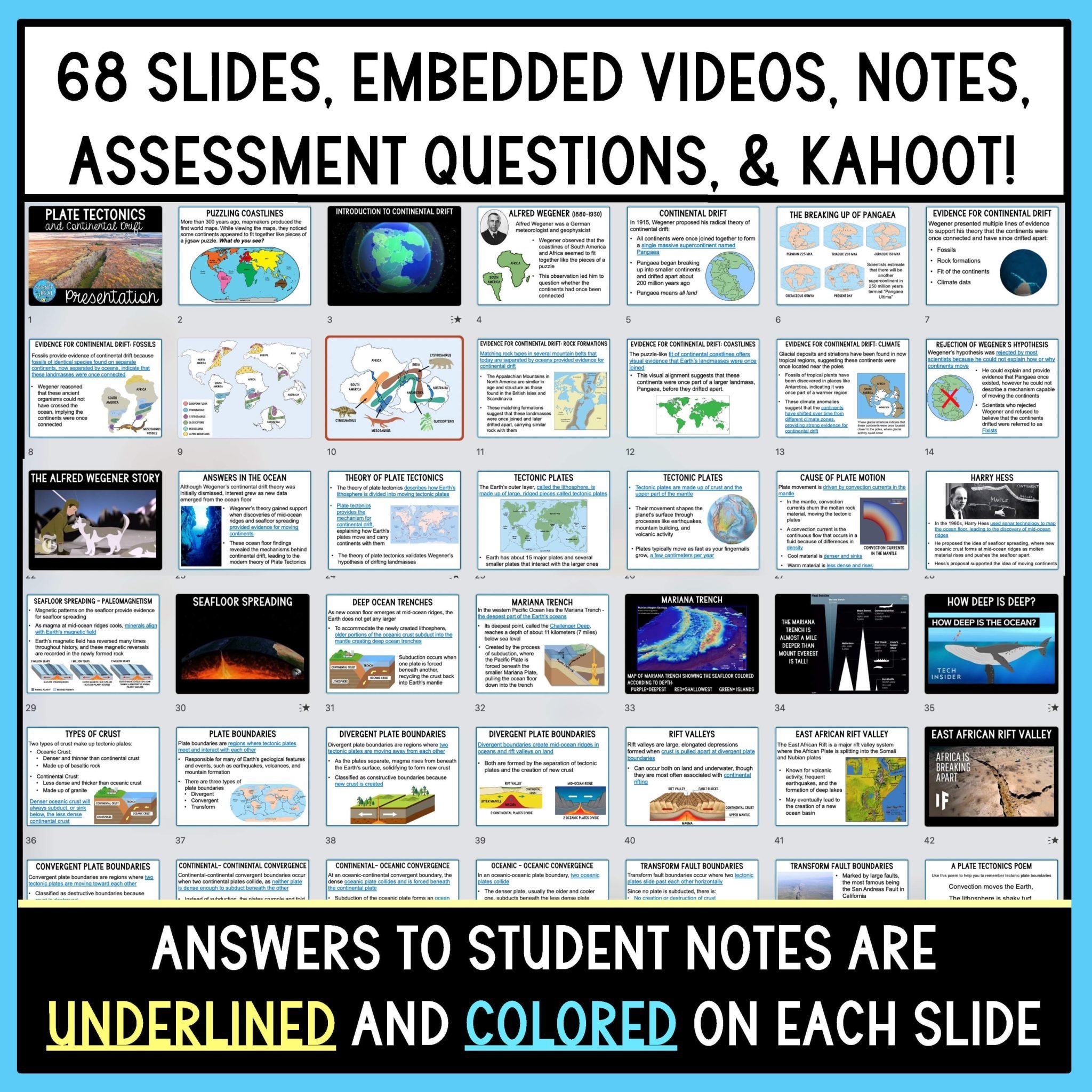 Plate Tectonics PowerPoint with Student Notes, Questions, and Kahoot ...