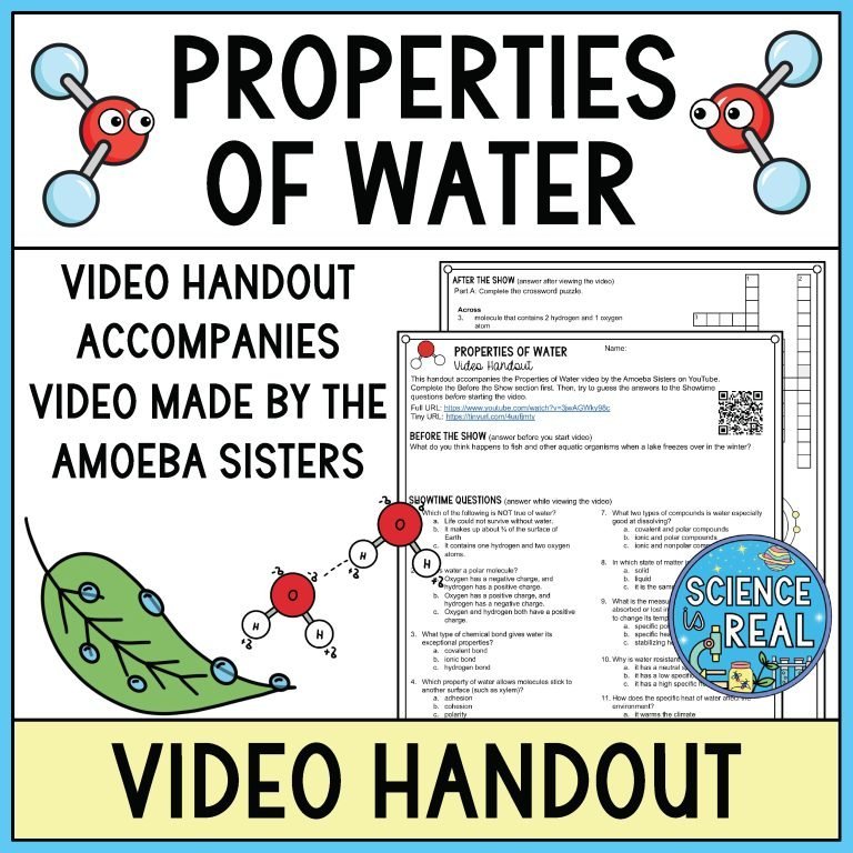 Properties of Water Amoeba Sisters Video Handout - Science is Real ...