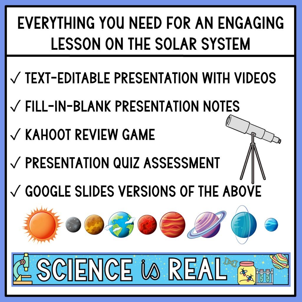 Solar System PowerPoint with Student Notes, Assessment, and Review Game ...