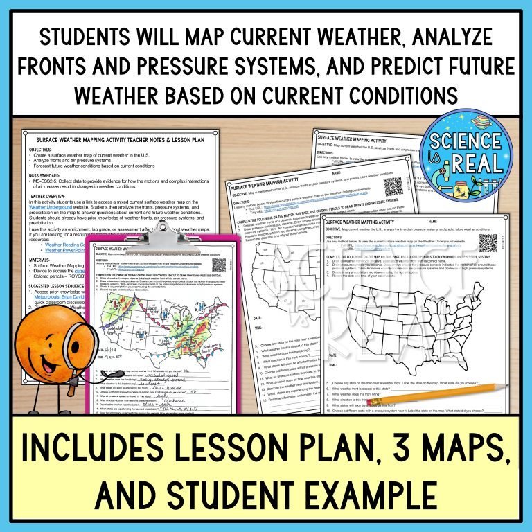 Weather Map Science Weather Map Activity - Weather, Fronts, Pressure, and Precipitation ...