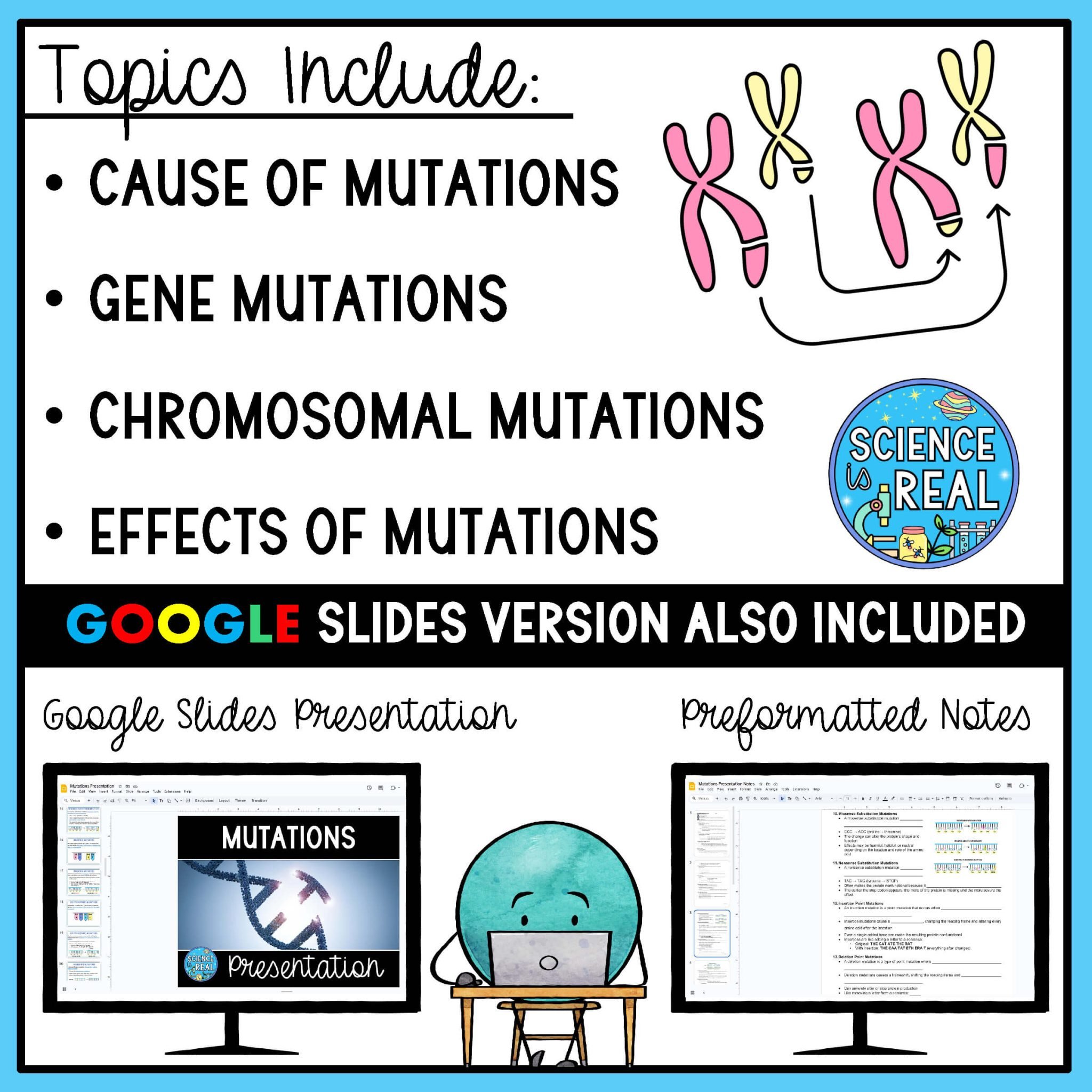 Mutations PowerPoint with Notes and Assessment - Science is Real Education