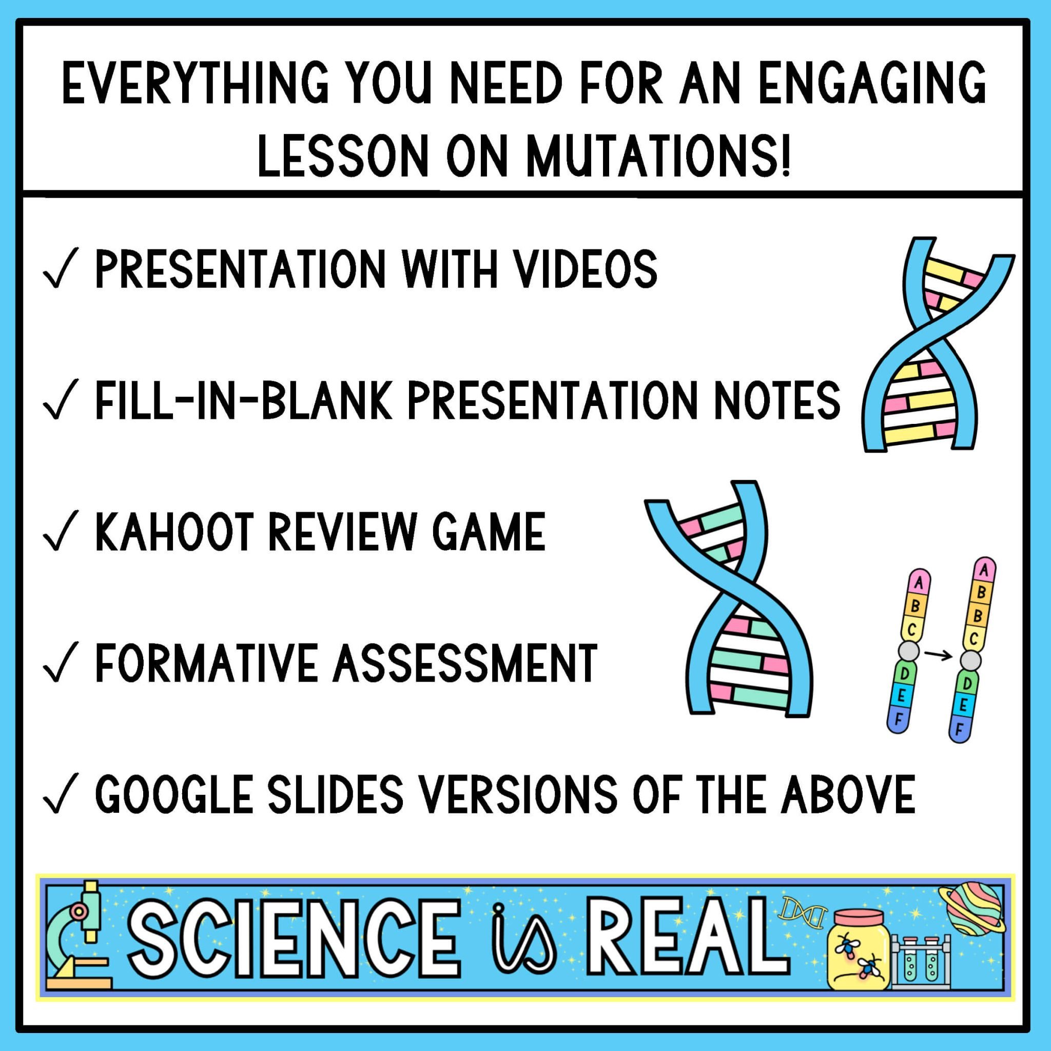 Mutations PowerPoint with Notes and Assessment - Science is Real Education